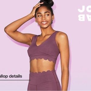 Joy Lab plum sports bra with scalloped trim